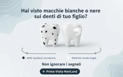 Macchie bianche o nere sui denti dei bambini: cosa sono, perché compaiono e come trattarle